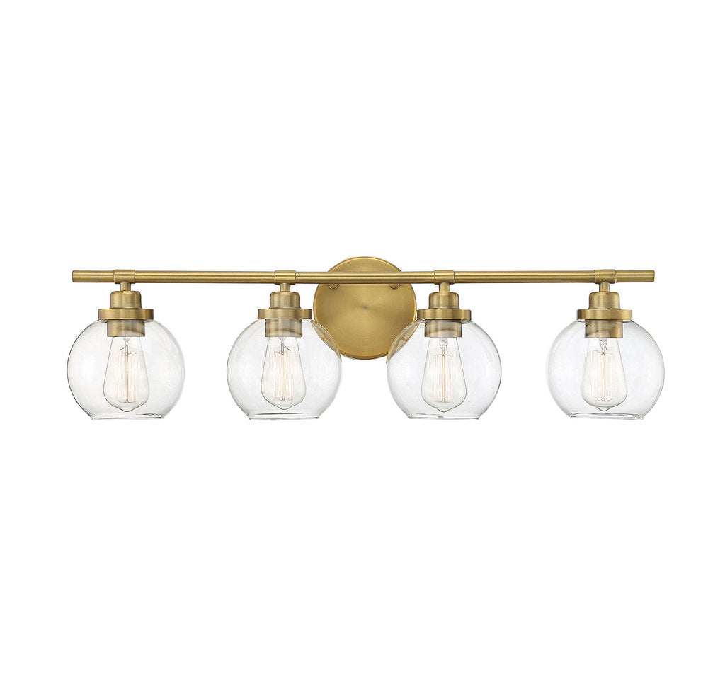 Carson 4-Light Bathroom Vanity Light in Warm Brass