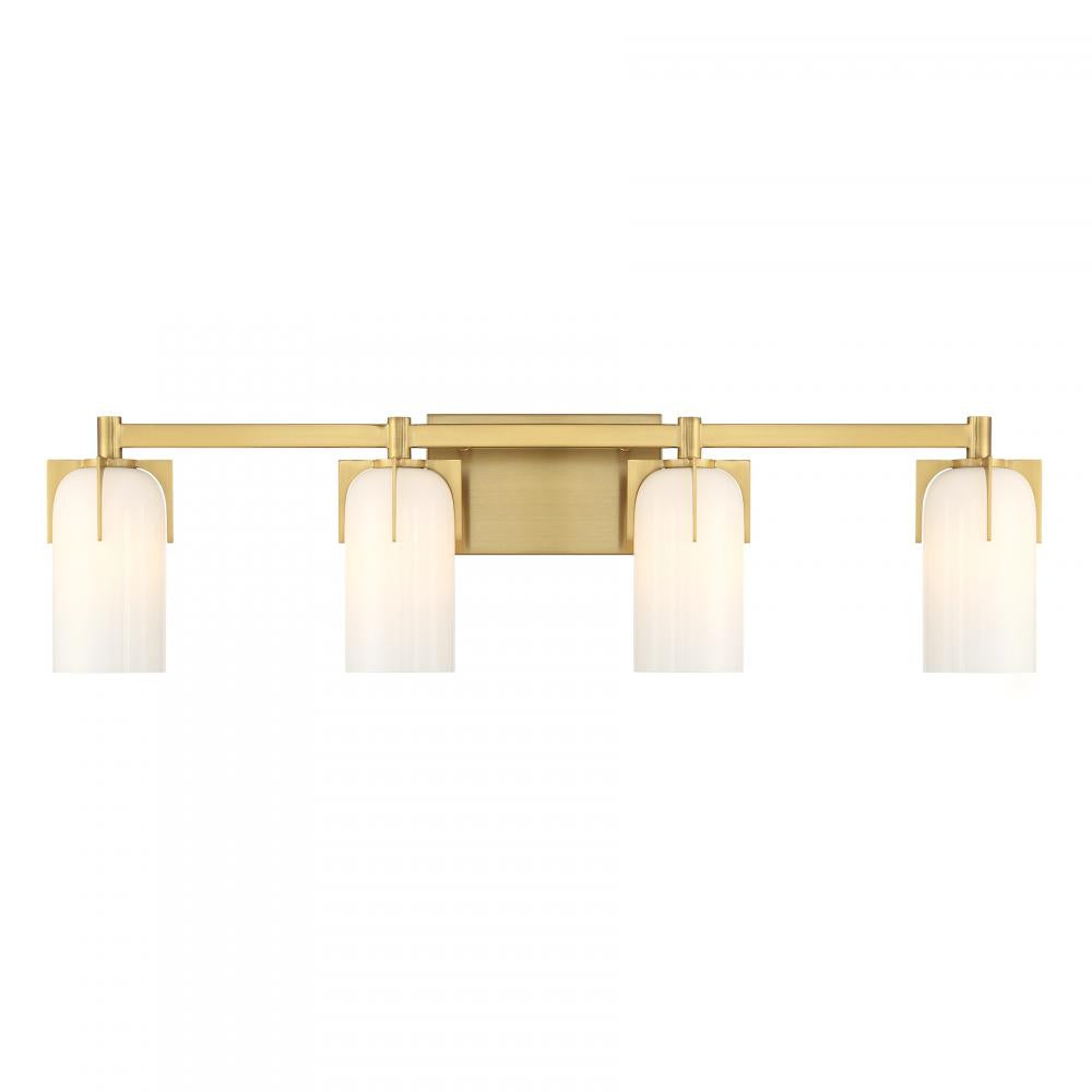 Caldwell 4-Light Bathroom Vanity Light in Warm Brass