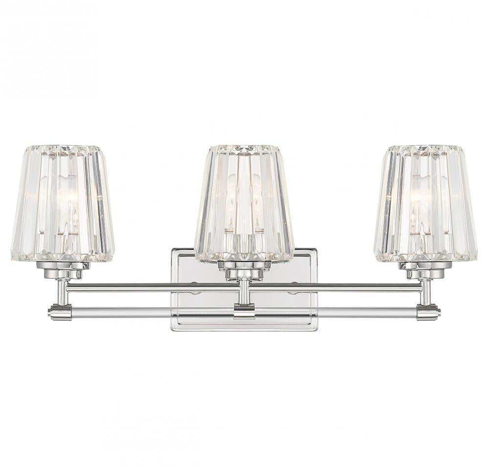 Garnet 3-Light Bathroom Vanity Light in Polished Nickel