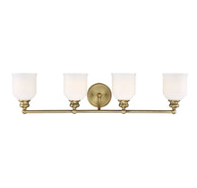 Load image into Gallery viewer, Melrose 4-Light Bathroom Vanity Light in Warm Brass
