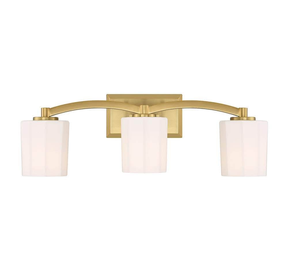 Whitney 3-Light Bathroom Vanity Light in Warm Brass