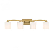 Load image into Gallery viewer, Whitney 4-Light Bathroom Vanity Light in Warm Brass
