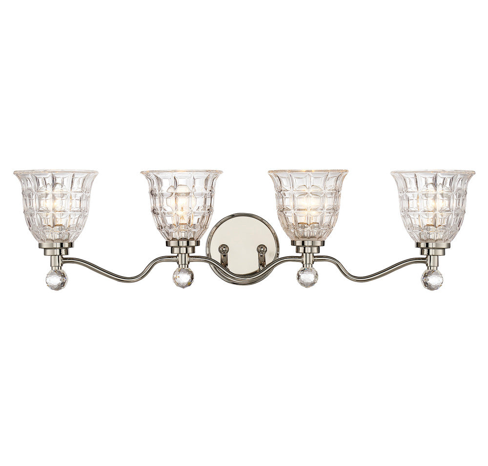 Birone 4-Light Bathroom Vanity Light in Polished Nickel