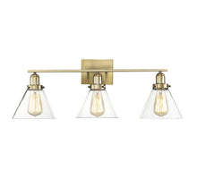 Load image into Gallery viewer, Drake 3-Light Bathroom Vanity Light in Warm Brass
