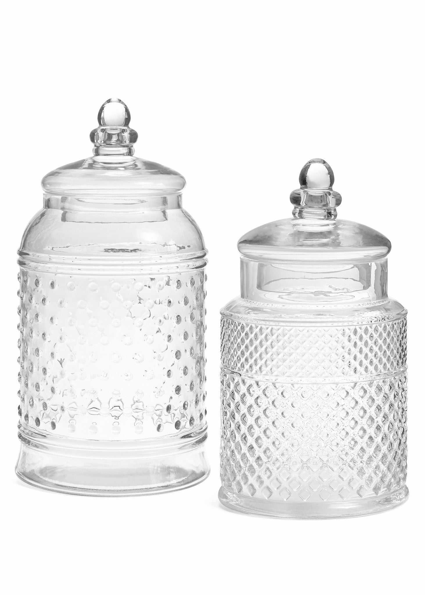 Jar Textured Glass Clear (2 Sizes)