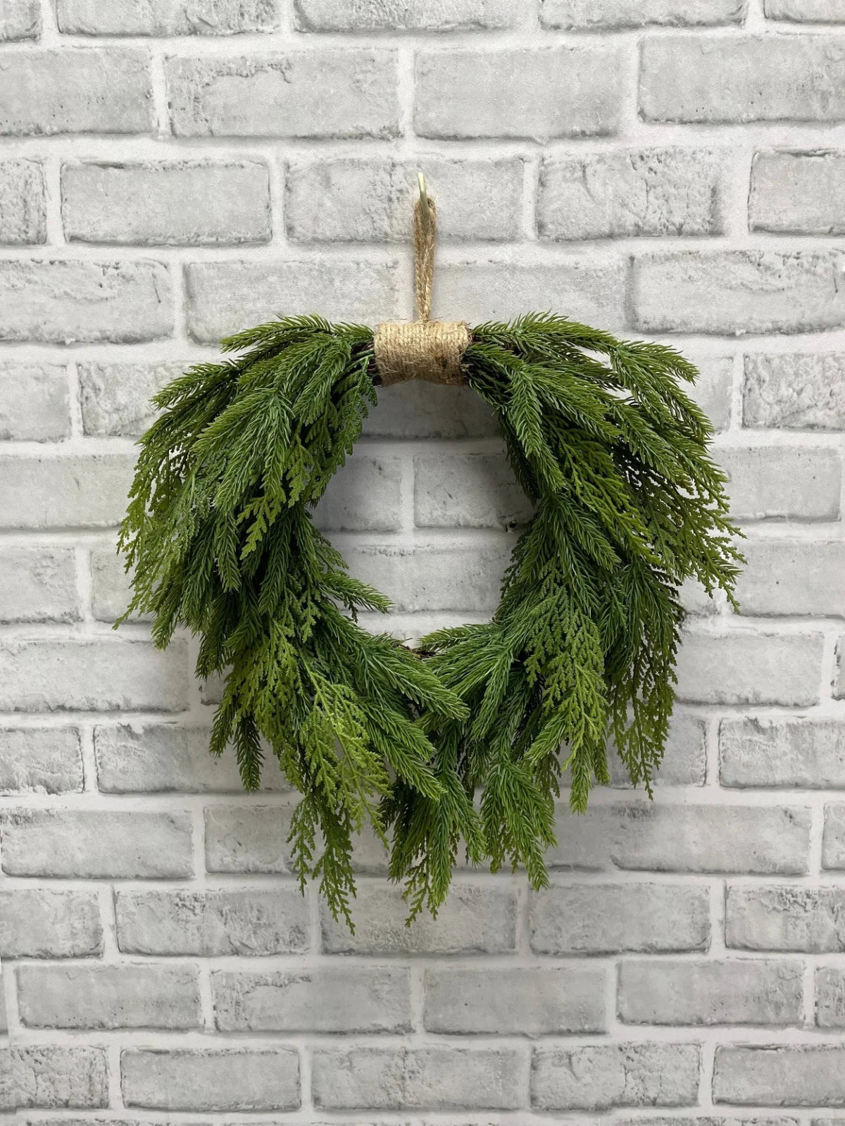9.5" FRESH TOUCH SPRUCE AND CEDAR HEART WREATH