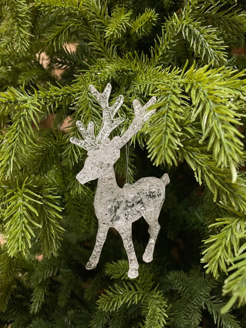 3.5" X 2" X 6" ACRYLIC HANGING BUCK REINDEER ORNAMENT