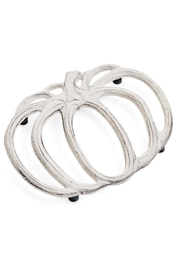 Trivet Cast Iron Pumpkin Antique White