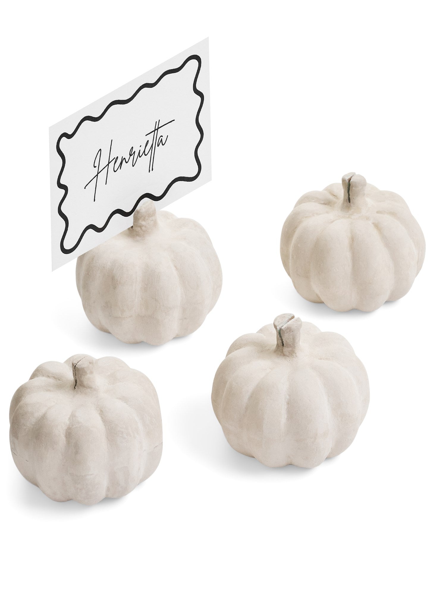 Decor Set of 4 Pumpkin Card Holder Paper Mache Handmade