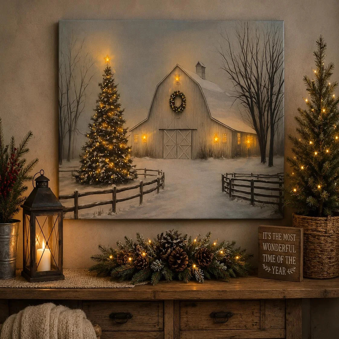 White Barn LED Art