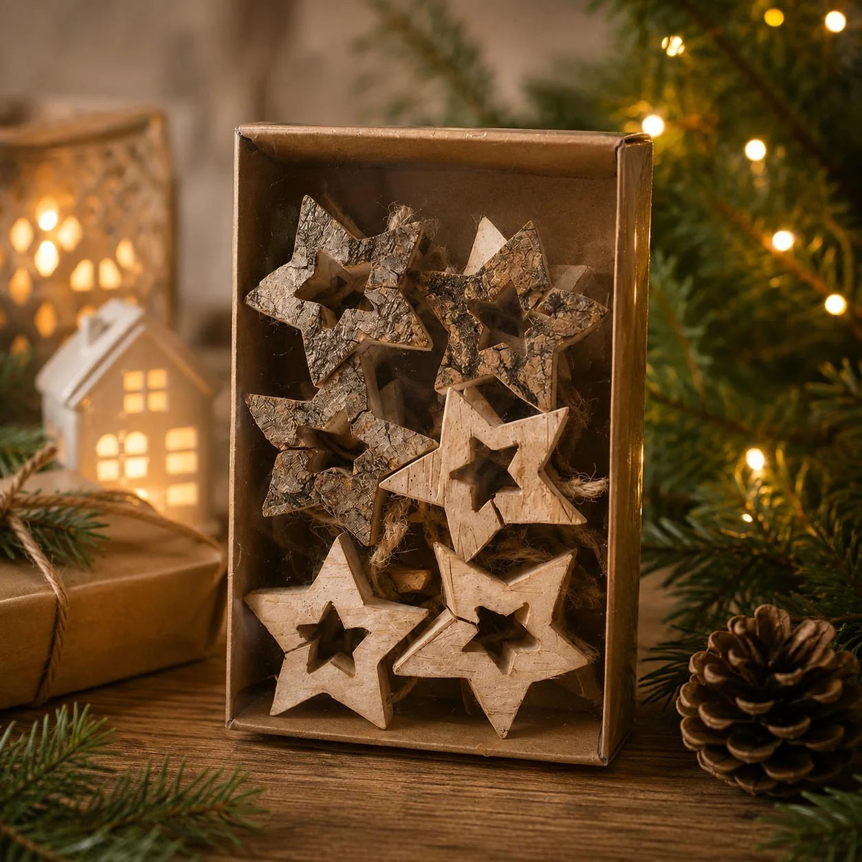 Bark Star Ornament 8pc