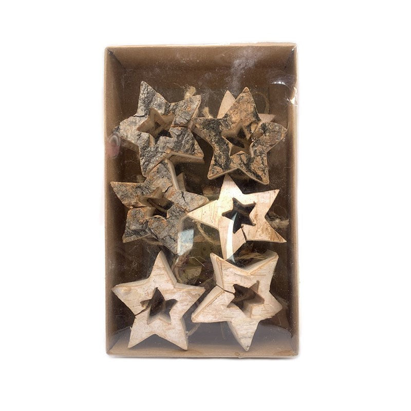Bark Star Ornament 8pc