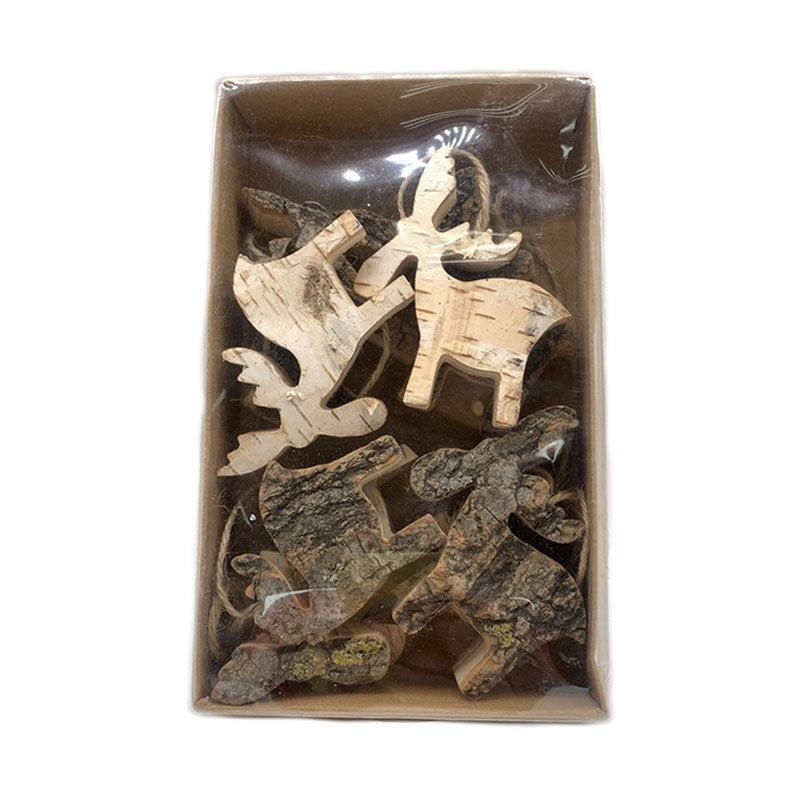 Bark Reindeer Ornament 8pc
