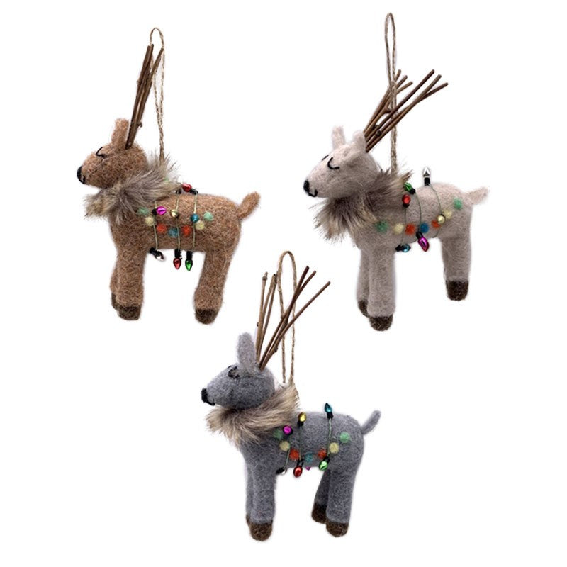 Felt Deer Ornament (3 Colours)