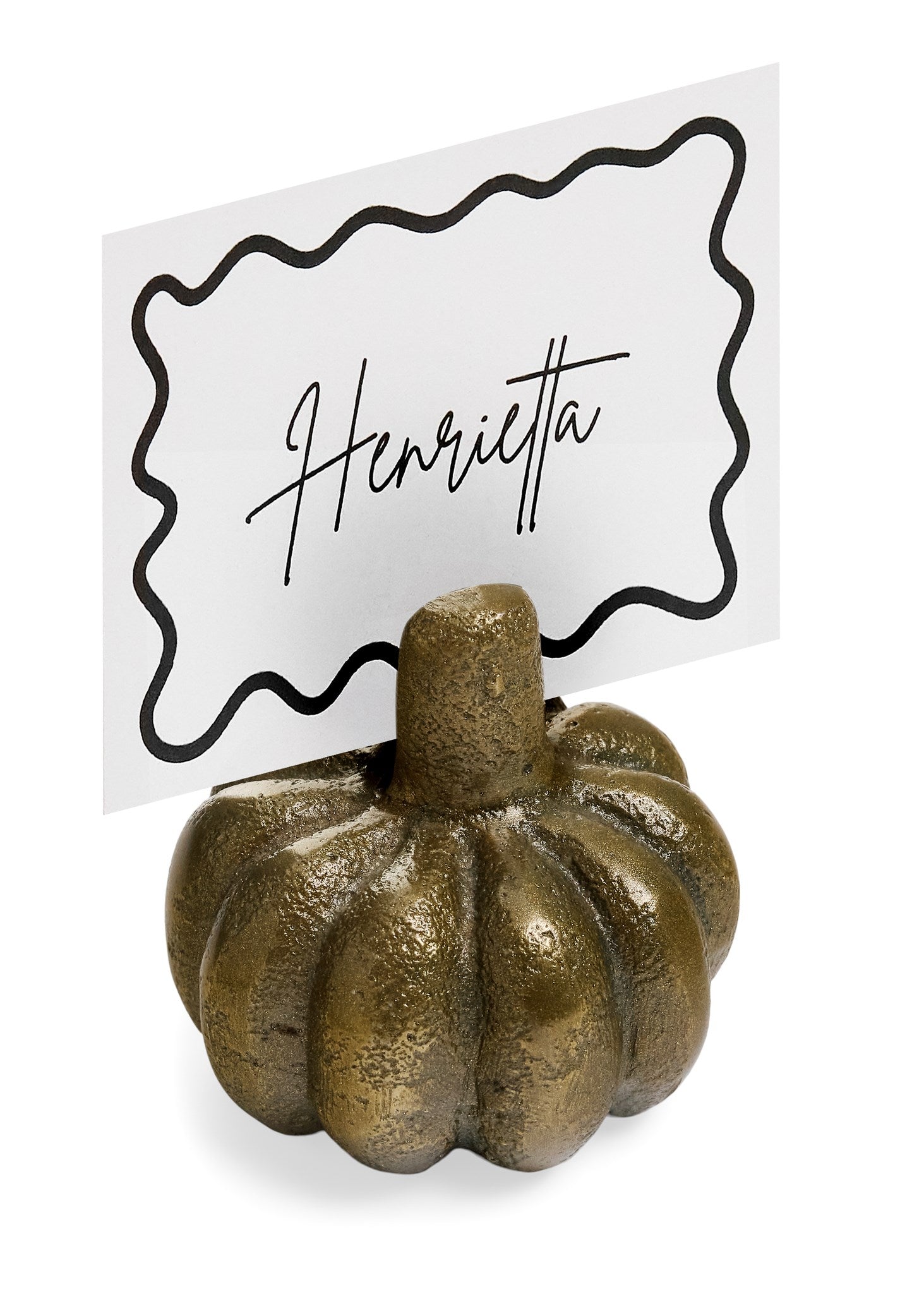 Pumpkin Place Card Holder Aluminum Antique Brass
