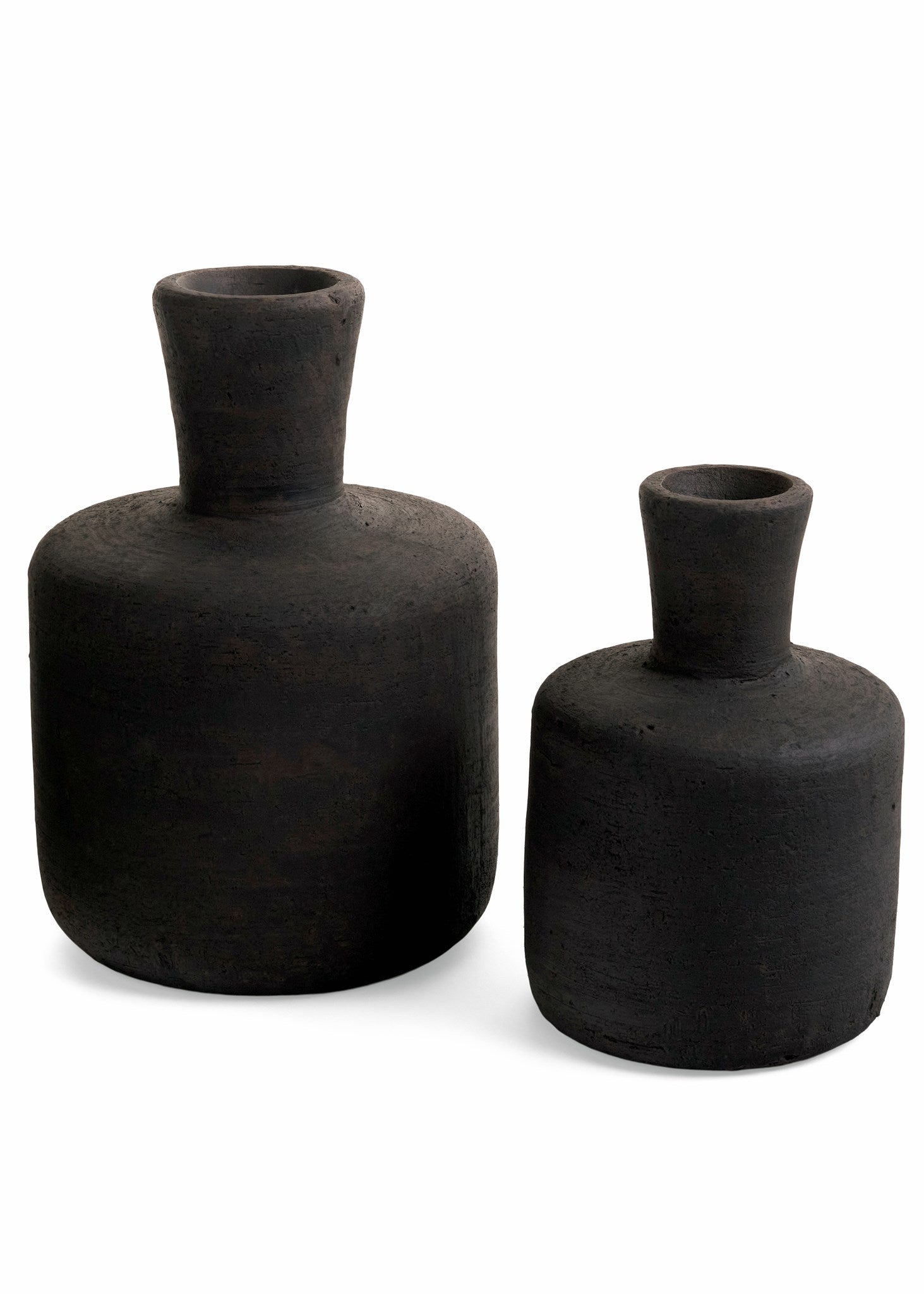 Vase Bottle Shaped Terracotta Textured Black/Brown (2 Sizes)