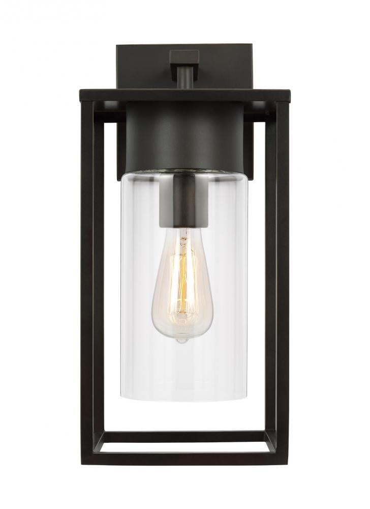 Vado transitional 1-light LED outdoor exterior large wall lantern sconce in antique bronze finish wi