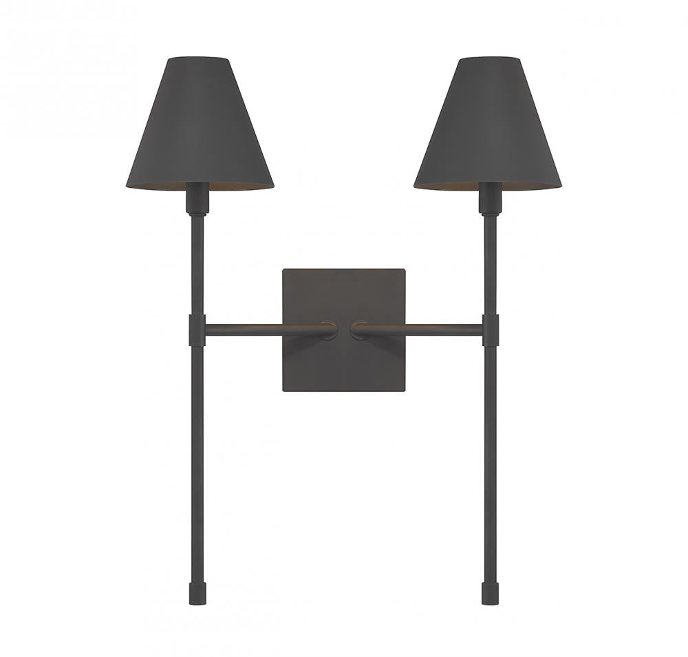 Jefferson 2-Light Wall Sconce in Matte Black