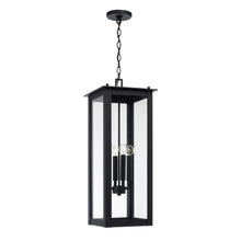 Load image into Gallery viewer, 4-Light Outdoor Rectangular Hanging Lantern in Black with Clear Glass
