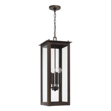 Load image into Gallery viewer, 4-Light Outdoor Rectangular Hanging Lantern in Oiled Bronze with Clear Glass
