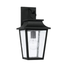 Load image into Gallery viewer, 1-Light Outdoor Tapered Wall Lantern in Black with Ripple Glass
