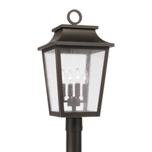 Load image into Gallery viewer, 4-Light Outdoor Tapered Post Lantern in Oiled Bronze with Ripple Glass
