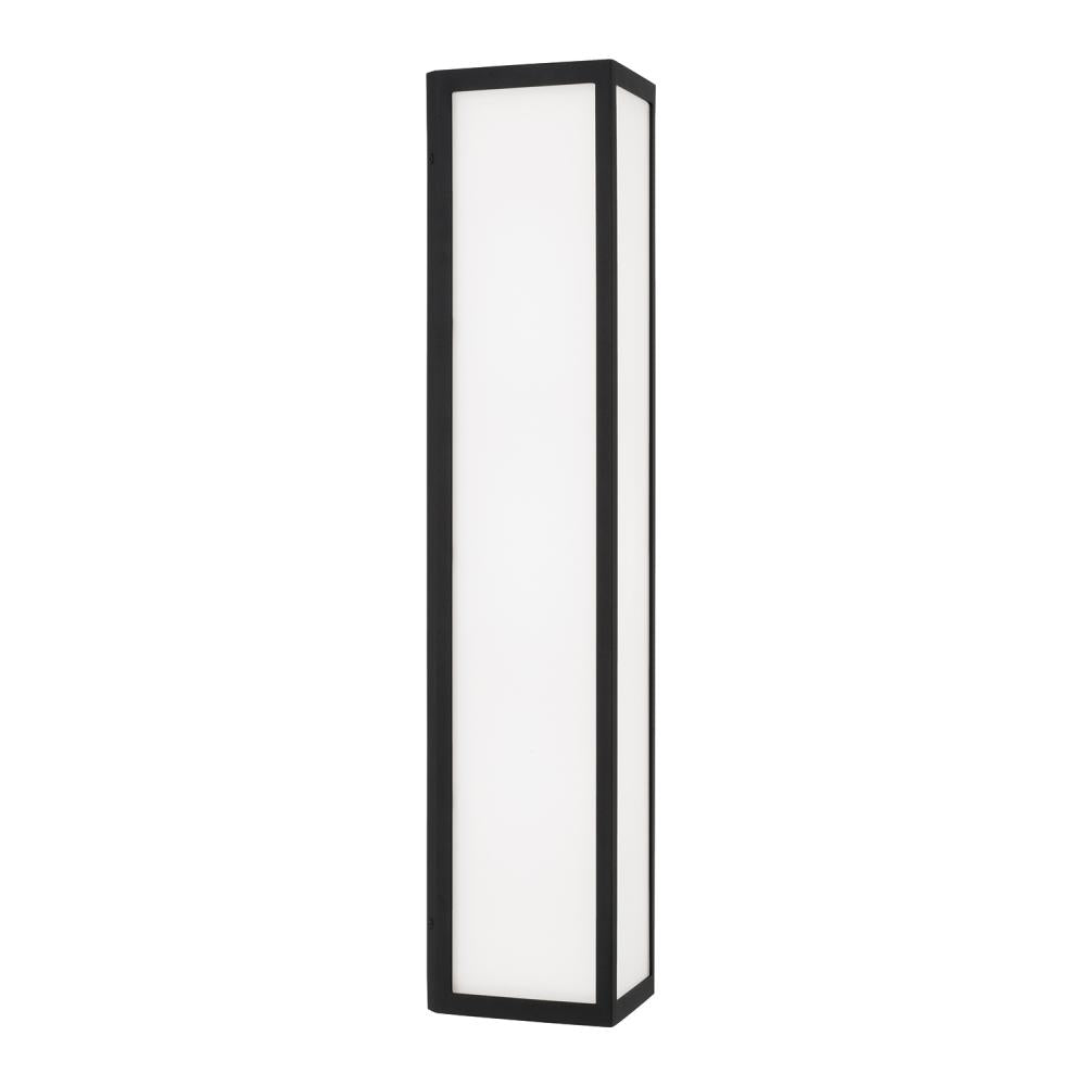Integrated LED Outdoor Wall Lantern in Black with Painted White Glass