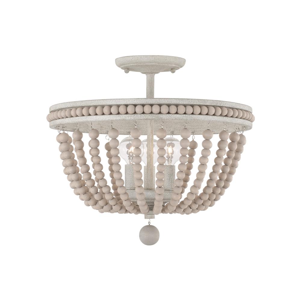 3-Light Beaded Semi-Flush