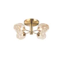 Load image into Gallery viewer, 4LT Semi Flush, VB Finish w/ Champagne Gla
