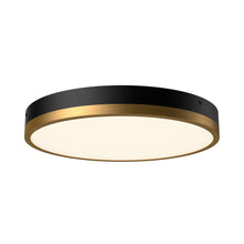 Load image into Gallery viewer, Adelaide 15-in Aged Gold/Matte Black LED Flush Mount
