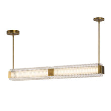 Load image into Gallery viewer, Alai 47-in Vintage Brass/Ribbed Glass LED Linear Pendant
