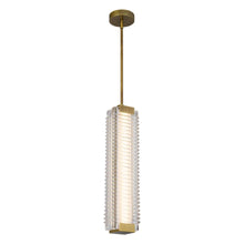 Load image into Gallery viewer, Alai 24-in Vintage Brass/Ribbed Glass LED Pendant
