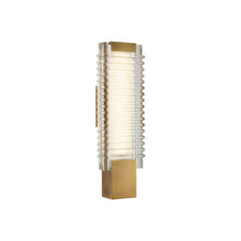 Load image into Gallery viewer, Alai 17-in Vintage Brass/Ribbed Glass LED Wall Vanity
