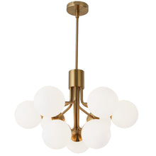 Load image into Gallery viewer, 9LT Chandelier, AGB Finish w/ Opal Glass
