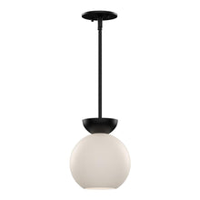 Load image into Gallery viewer, Arcadia 8-in Black/Opal Glass 1 Light Pendant
