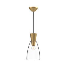 Load image into Gallery viewer, Arlo 7-in Brushed Gold/Clear Glass 1 Light Pendant
