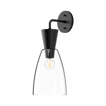 Load image into Gallery viewer, Arlo 7-in Clear Glass/Matte Black 1 Light Wall/Vanity
