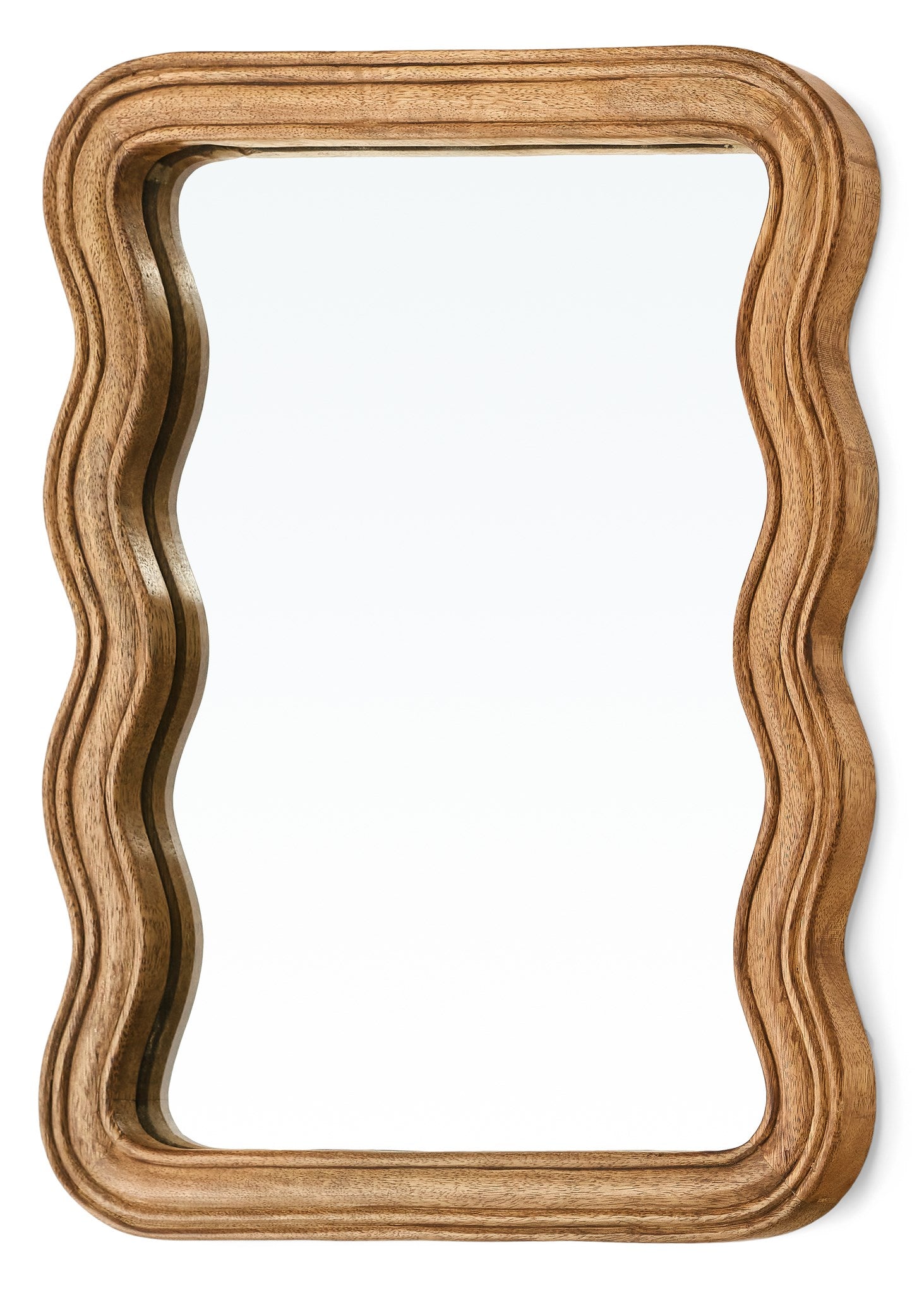 Mirror Wavy Mango Wood Natural