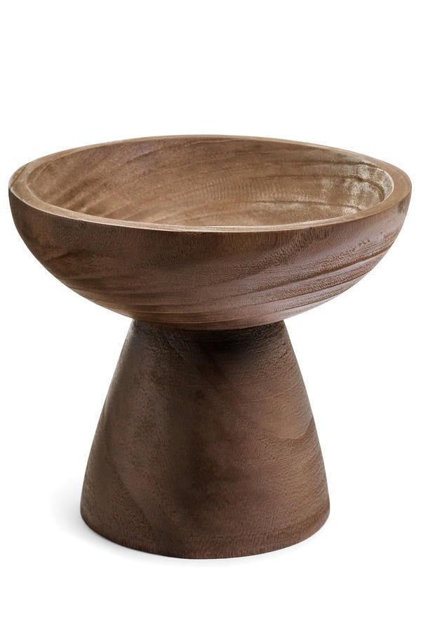 Bowl On A Stand Paulownia Wood Medium Brown