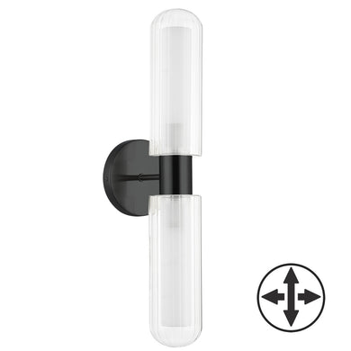 2LT Wall Sconce, MB w/ CLR Fluted Glass