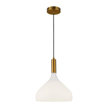 Load image into Gallery viewer, Belleview 12-in Aged Brass/Opal Glass 1 Light Pendant
