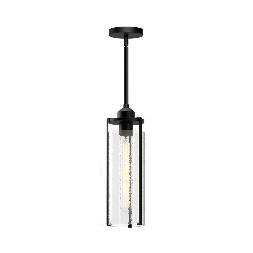 Belmont 7-in Clear Water Glass/Matte Black 3 Lights Pendant