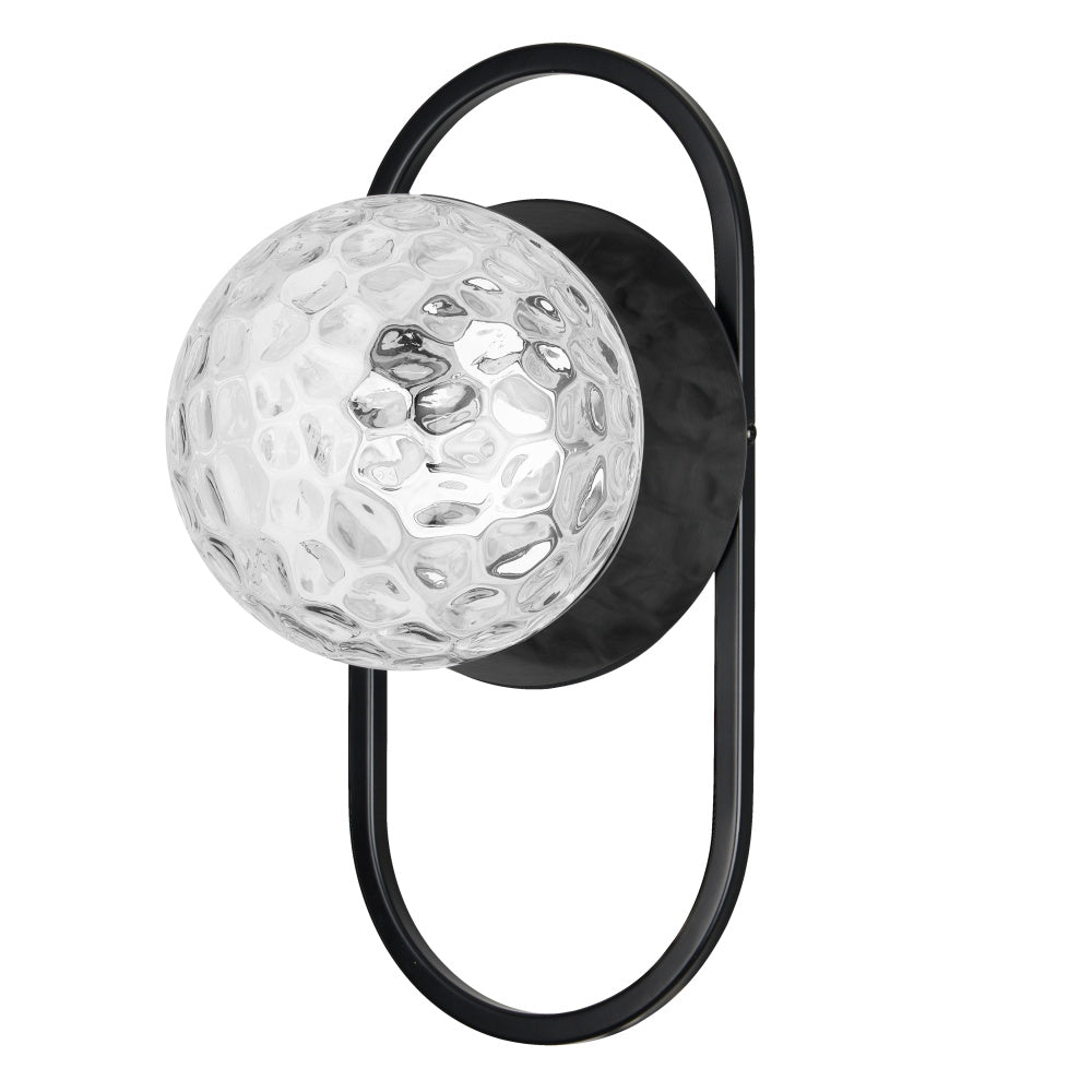 1LT Wall Sconce, MB w/ CLR Hammered Glass