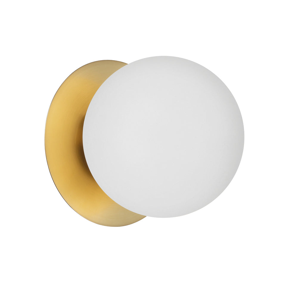 1LT Halogen Wall Sconce, AGB w/ White Glass