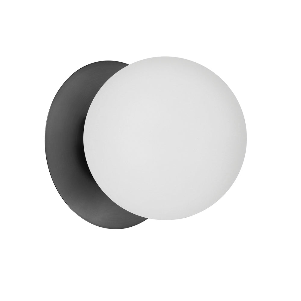 1LT Halogen Wall Sconce, MB w/ White Glass