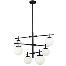 Load image into Gallery viewer, 6LT Halogen Chandelier, MB with WH Opal Glass
