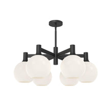 Load image into Gallery viewer, Castilla 29-in Matte Black/Opal Matte Glass 6 Lights Chandeliers
