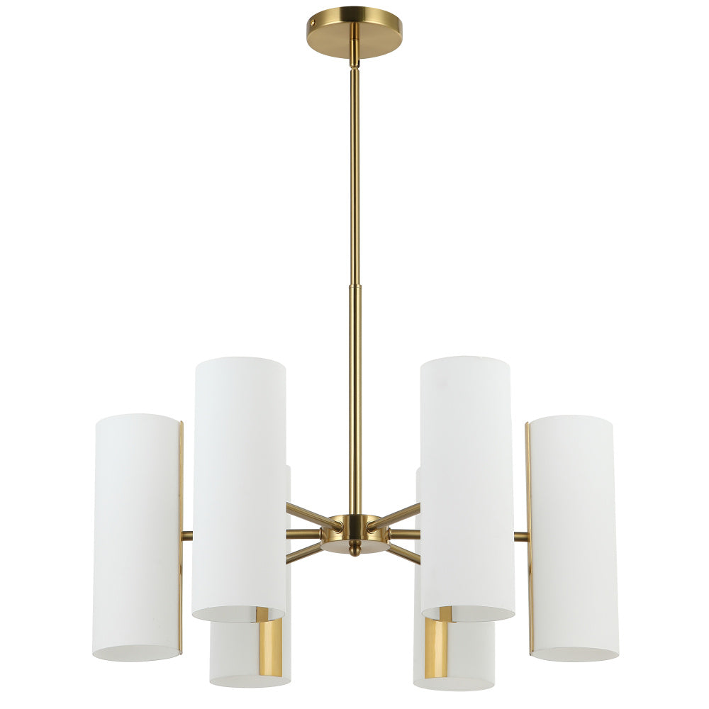 6LT Chandelier, AGB w/ Opal Glass