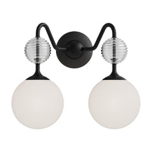 Load image into Gallery viewer, Celia 15-in Matte Black/Opal Glass 2 Lights Vanity
