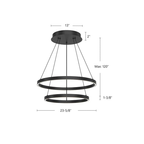 Cerchio 24-in 2 Layer Chandelier